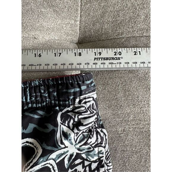 Hobie‎ Vintage Hawaiian Flower Swim Trunks Mens L Black Cargo Pocket - Picture 8 of 10
